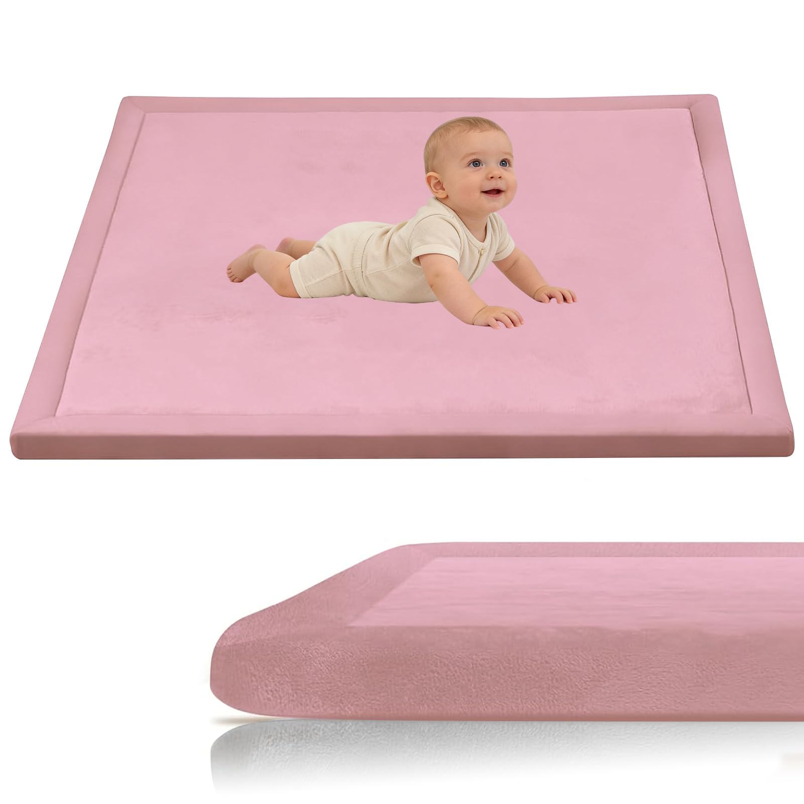 Stqyeiw Baby Crawling Mat, Memory Foam Extra Thick Area Rug 3cm for Kids Living Room 200 x 250 cm Rose Red Baby Playroom Crawling Carpet Non-Slip Soft Play Mat Floor Toddler Nursery Carpet