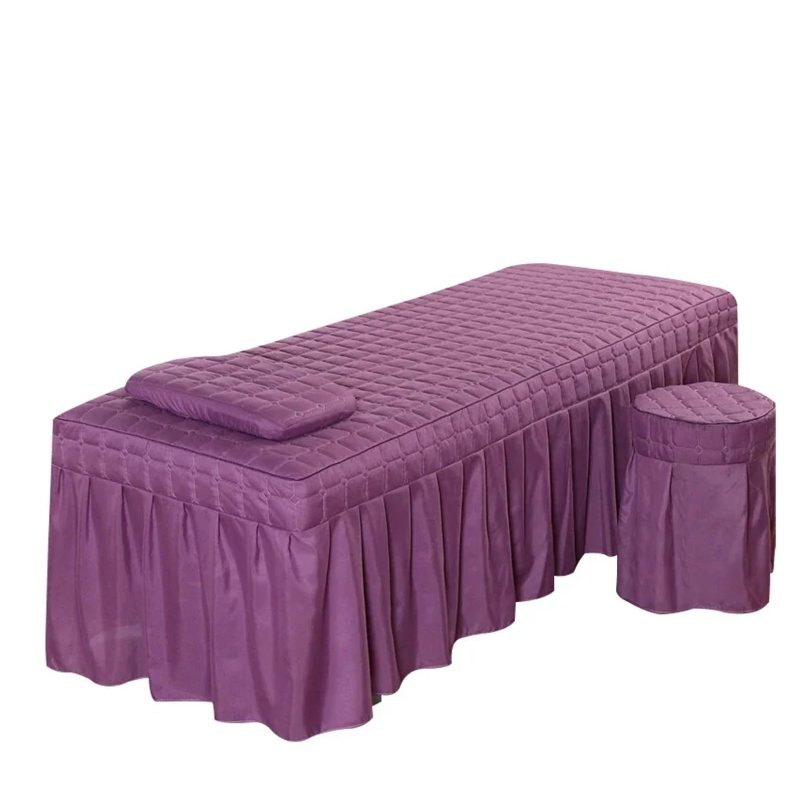 Massage Bed Sheet Square Head Quilted Thicken Beauty Salon Lash Massage Table Bed Skirt Mattress Cover SPA Treatment with Face Breath Hole Sheet(Color-09,Square Head 190x70cm)