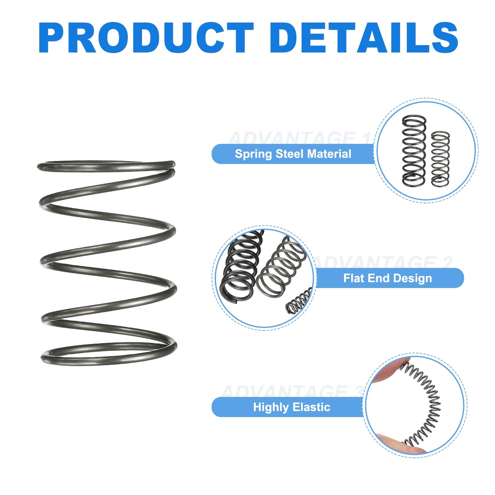 sourcing map Lot de 5 ressorts de compression, diamètre extérieur de 25 mm, taille du fil de 1,6 mm, longueur libre de 35 mm, ressorts de compression mécaniques étendus pour réparations en magasin et
