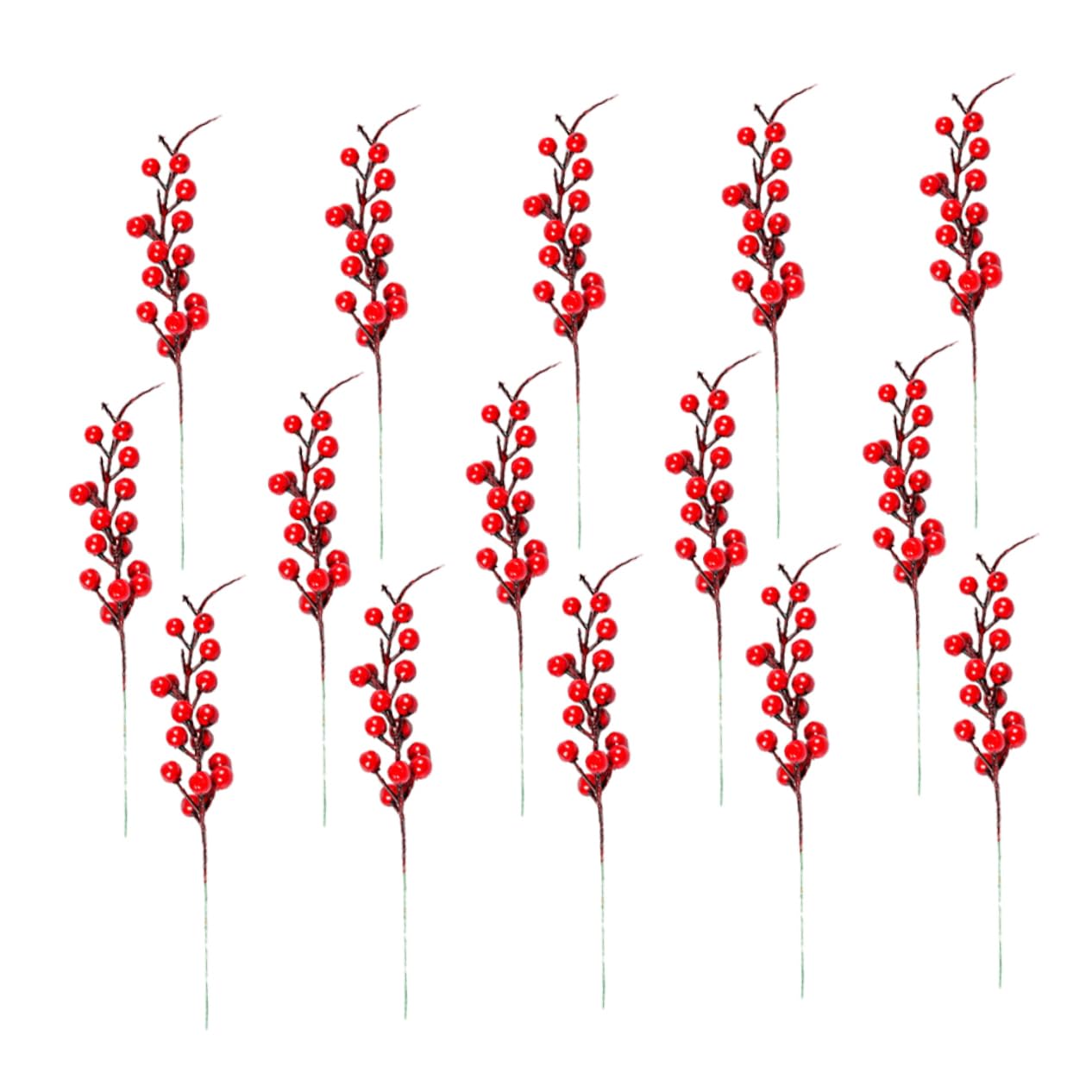MAGICLULU 20pezzi Rametti Bacche Rosse Artificiali Steli di Bacche Finte per Ghiande Natalizie Decorazioni Fai da Te Materiale Plastico e Naturale