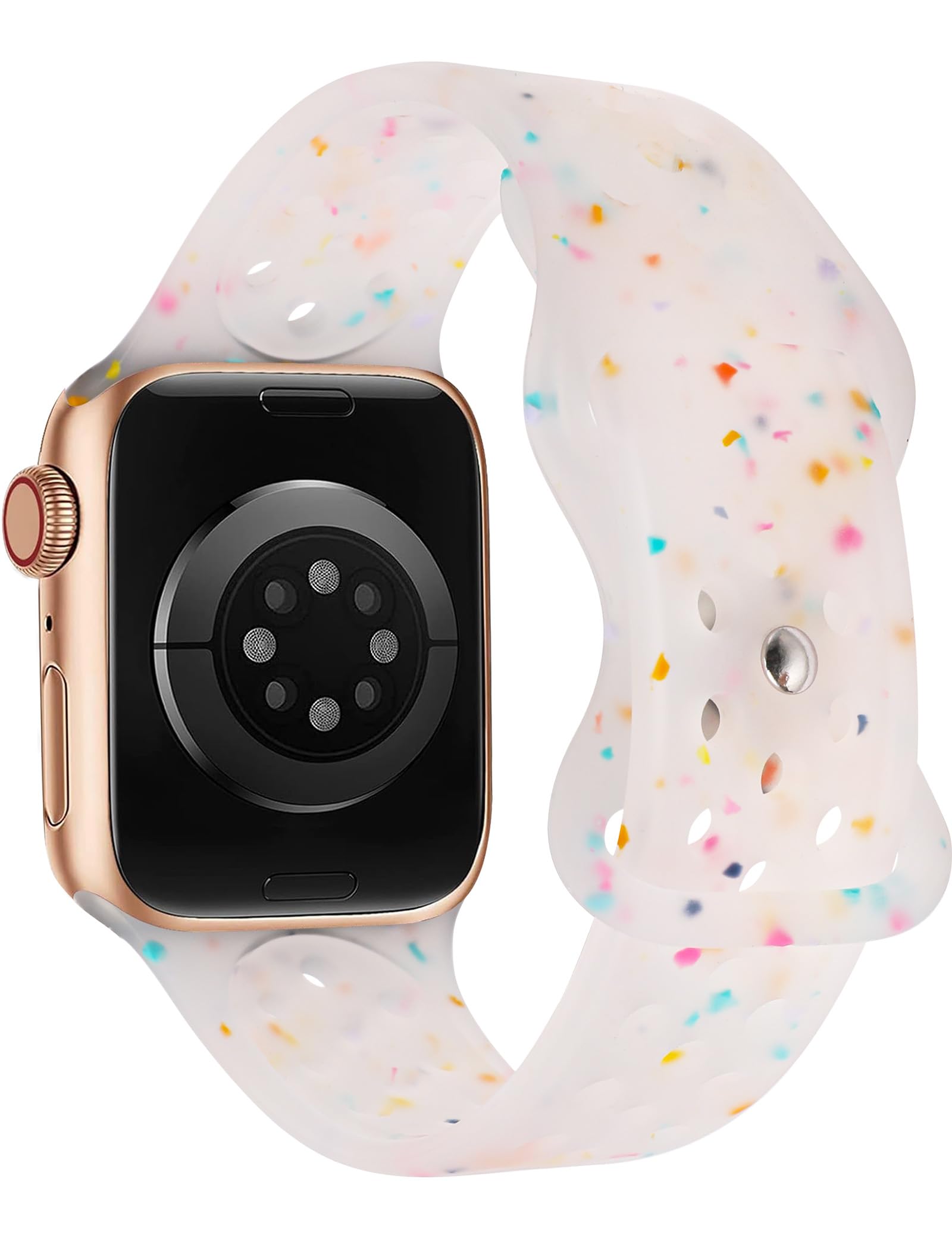 Compatible with Apple Watch Band 38/40/41/42/44/45/49mm - Sport Strap for iWatch Series 11/10/9/8/7/6/5/4/3/2/1/SE3/SE2/SE/Ultra3/Ultra2/Ultra, Soft Breathable Recycled Plastic Strap for Women Transparent 44/45/46/49/42mm(Series 3/2/1)
