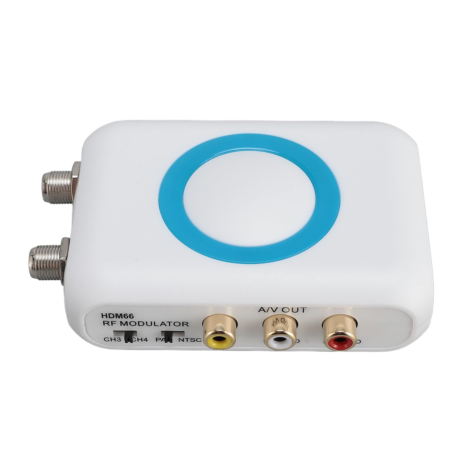 RF Modulator, HDMI to Coaxial RF R CA Converter VHF Modulator Adapter with Female F Type Antenna ANT in Out for DVR Laptop Cable Box HD Digital Video to AV Analog Coax NTSC TV