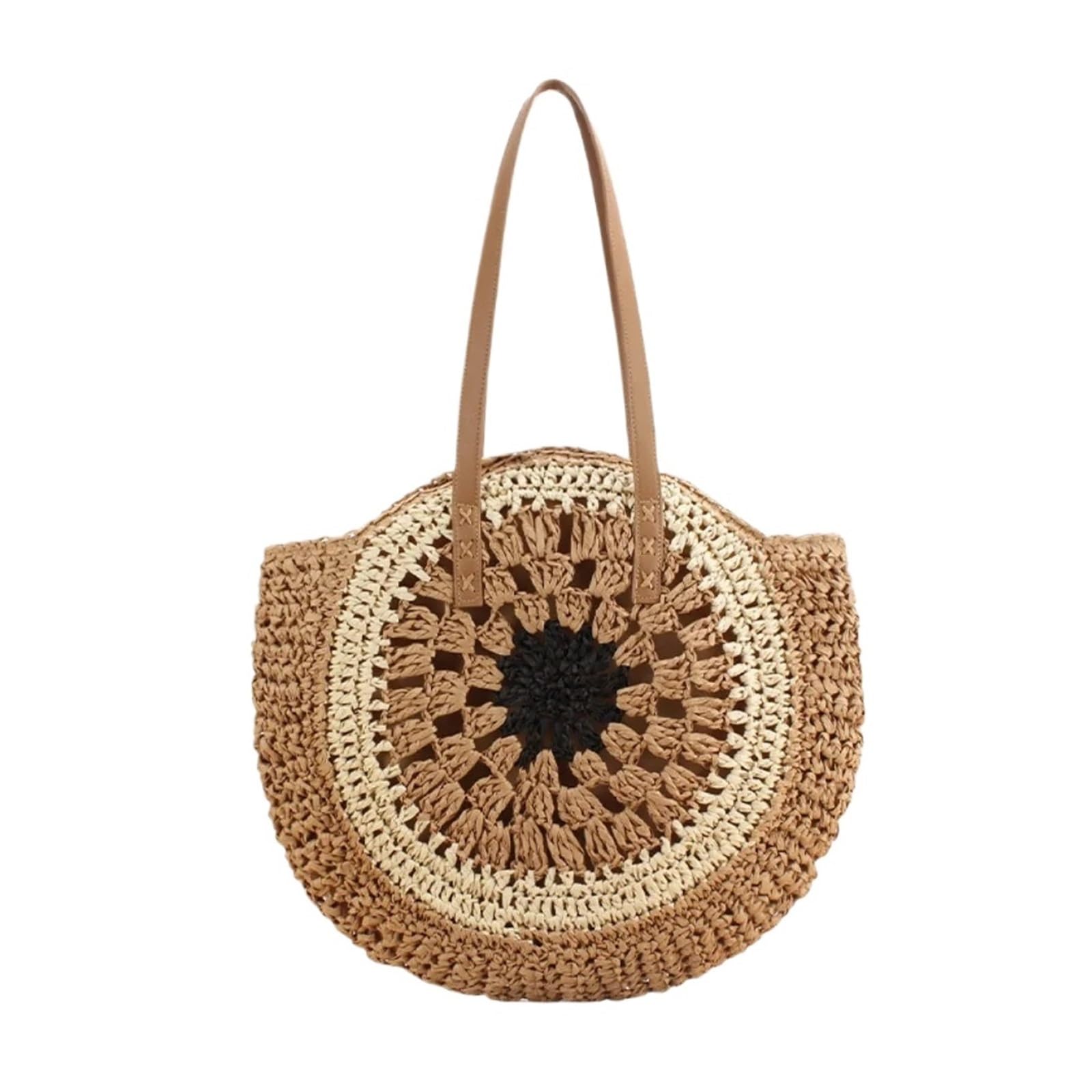 Borsa rotonda intrecciata in paglia Borsa a tracolla intrecciata in paglia stile bohémien