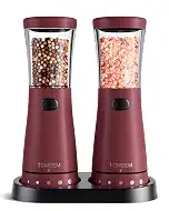 Electric Salt and Pepper Grinder Set with Storage Base, Stainless Steel Rechargeable Salt and Pepper Grinder Set with 4.5 oz Large Capacity, 1.8" Wide Mouth, Adjustable Coarseness, Ideal for Kitchen