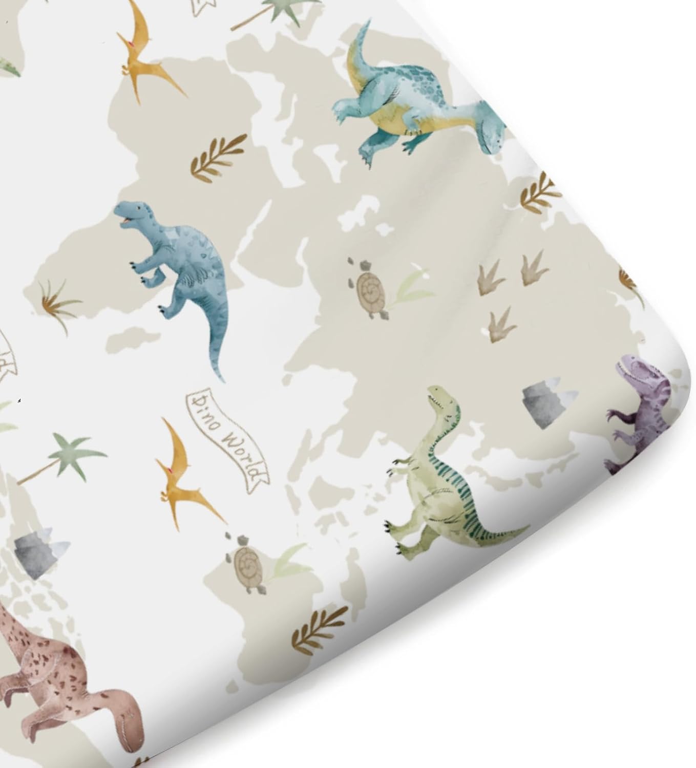 Colorful Dinosaurs Map Baby Crib Sheets for Boy Girl 52"x28" Cartoon Dinosaur Fitted Crib Mattress Covers Jungle Animal Soft Breathable Baby Bed Sheet Fits Standard Crib and Toddler Mattress Pads