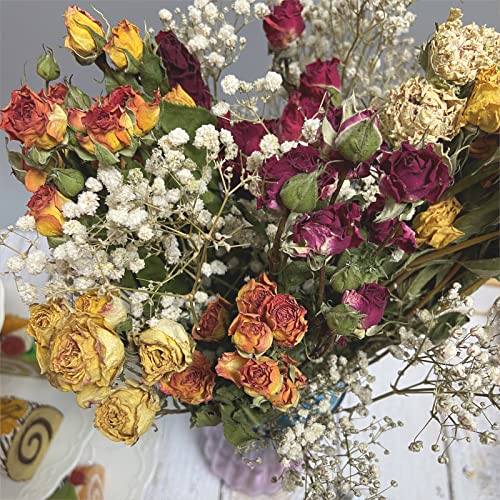 Flores secas con tallo, ramo de 16 pulgadas miniatura 6