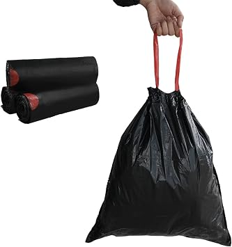 Begale 5 Gallon Drawstring Trash Bags, Black 115 Counts/3 Rolls