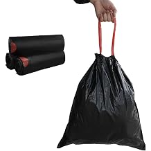 Begale 5 Gallon Drawstring Trash Bags, Black 115 Counts/3 Rolls