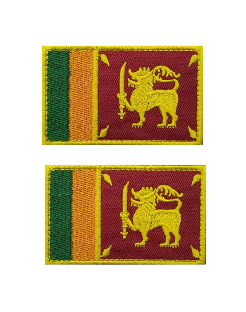 2 PCS Sri Lanka Flag Patches Hook and Loop Fastener Embroidered Tactical Military National Sri Lanka Patch (Sri Lanka)