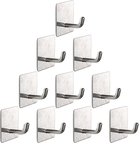 Miniatura 11 de Ganchos para Toallas de Baño - Paquete de 6 Ganchos Autoadhesivos Fuertes para Abrigos/Ropa, Ganchos Adhesivos Sin Perforación, Gancho de Pared