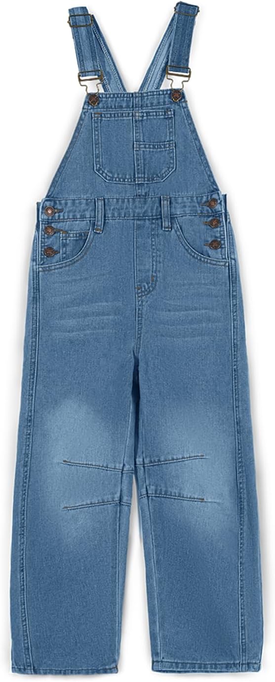 Haloumoning Girls Denim Overalls Kids Sleeveless Wide Leg Jumpsuit Bib Overall with Pockets 4-14 Years - Image 6
