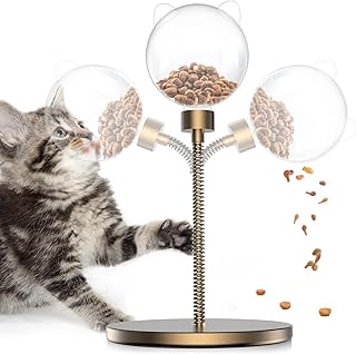 tomxcute Cat Toys, Interactive cat Toys with Feather, Cat/Small Dog Slow Feeder Treat Dispenser, Meeting cat and Small Do...