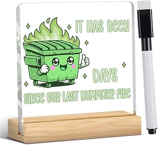 Dumpster Fire Desk Accessories Funny Office Decor Green Accessories Funny Office Gifts It Has Been Days DIY Acrylic Sign for Home Bedroom Living Room
