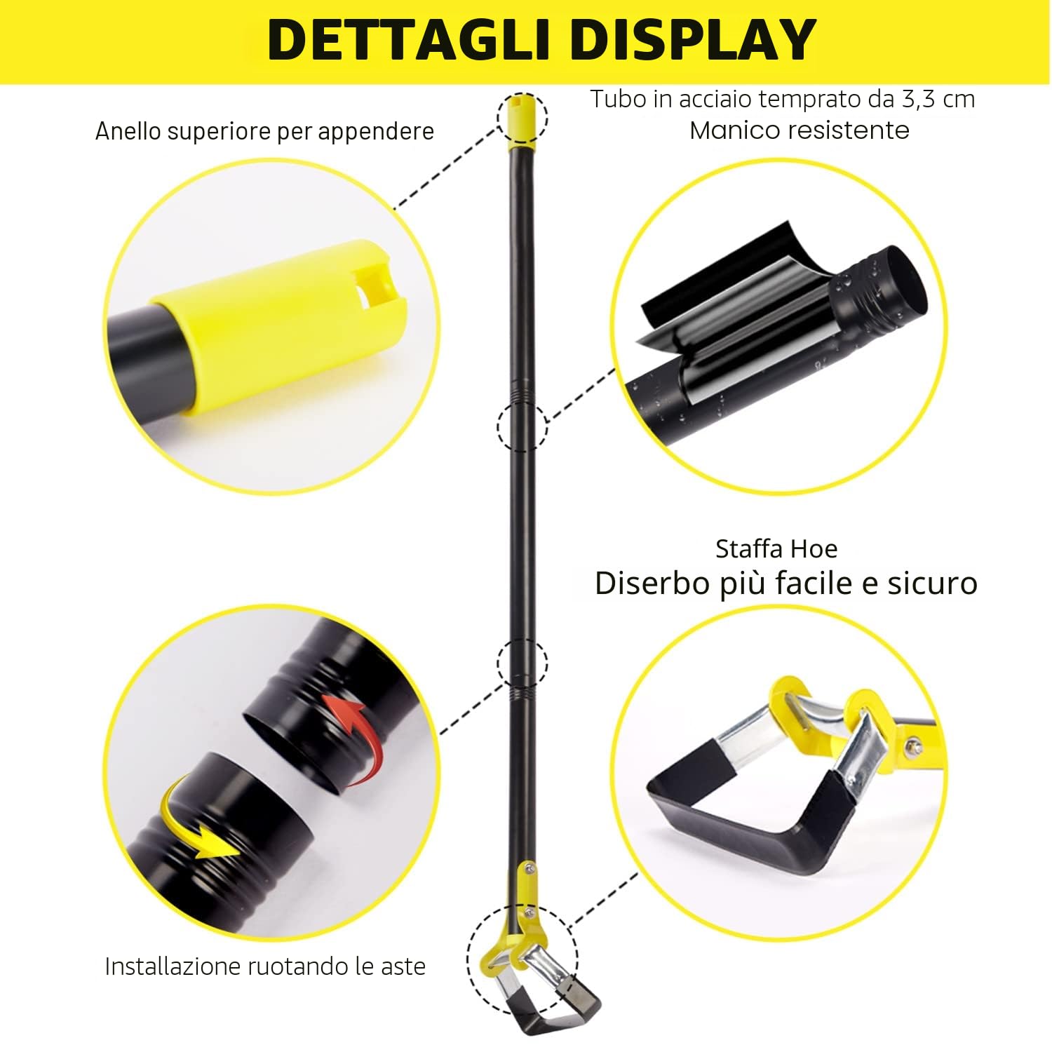 Zappetta da giardino 152CM Zappetta a staffa per piantare ortaggi Attrezzo da giardino agricolo Acciaio inossidabile Zappetta portatile - Zappetta con azione regolabile per diserbare