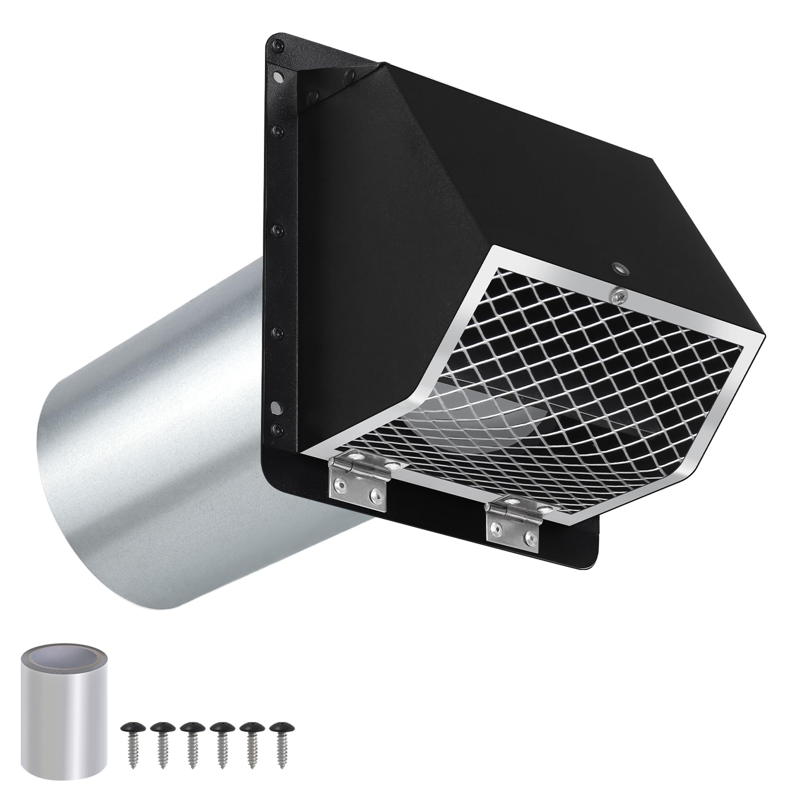 4 Inch Dryer Vent Cover Outside,4" Hooded Wall Vent with Screen and Damper