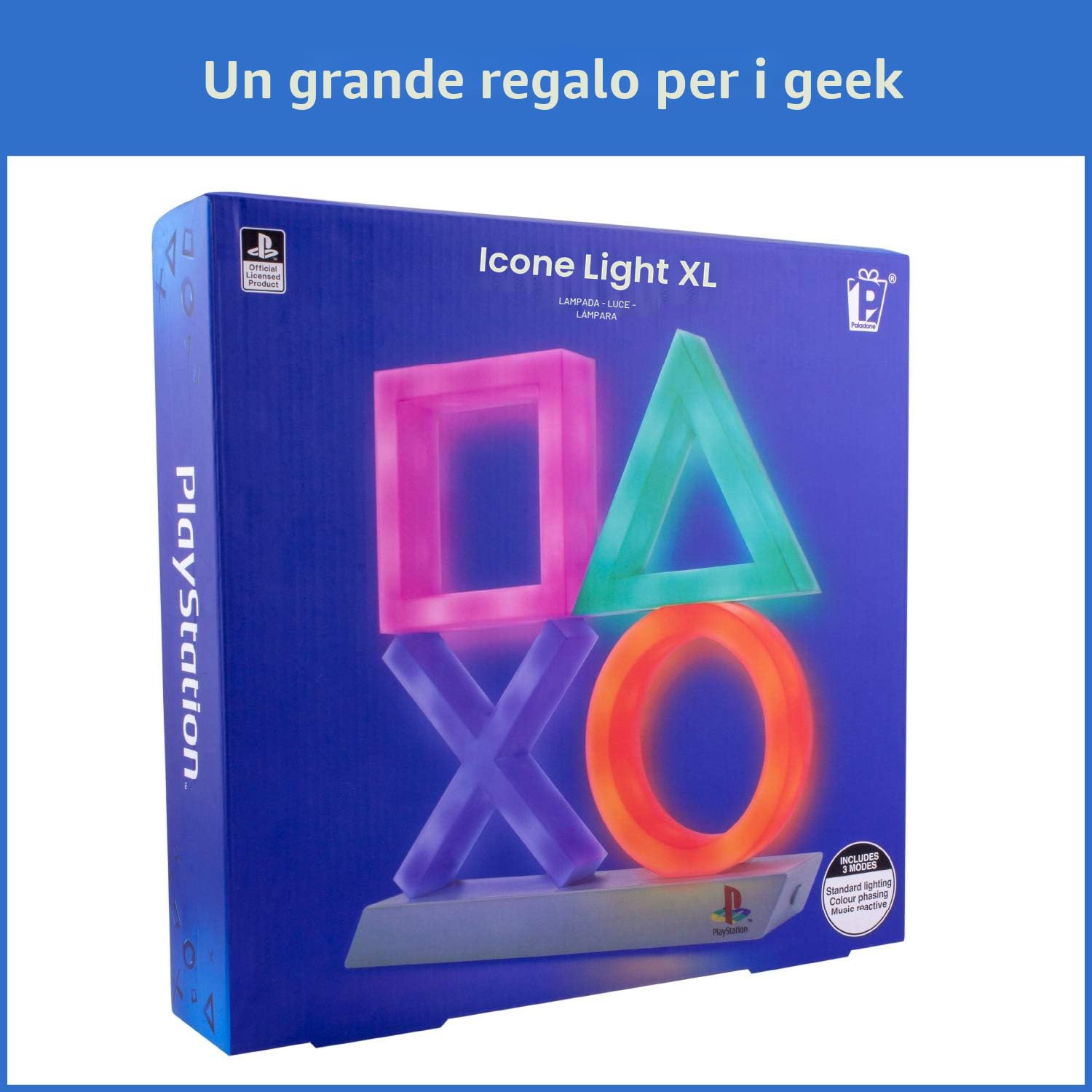 Paladone PlayStation Icone Luce, Extra grande, Tre modalità di illuminazione, musica reattiva