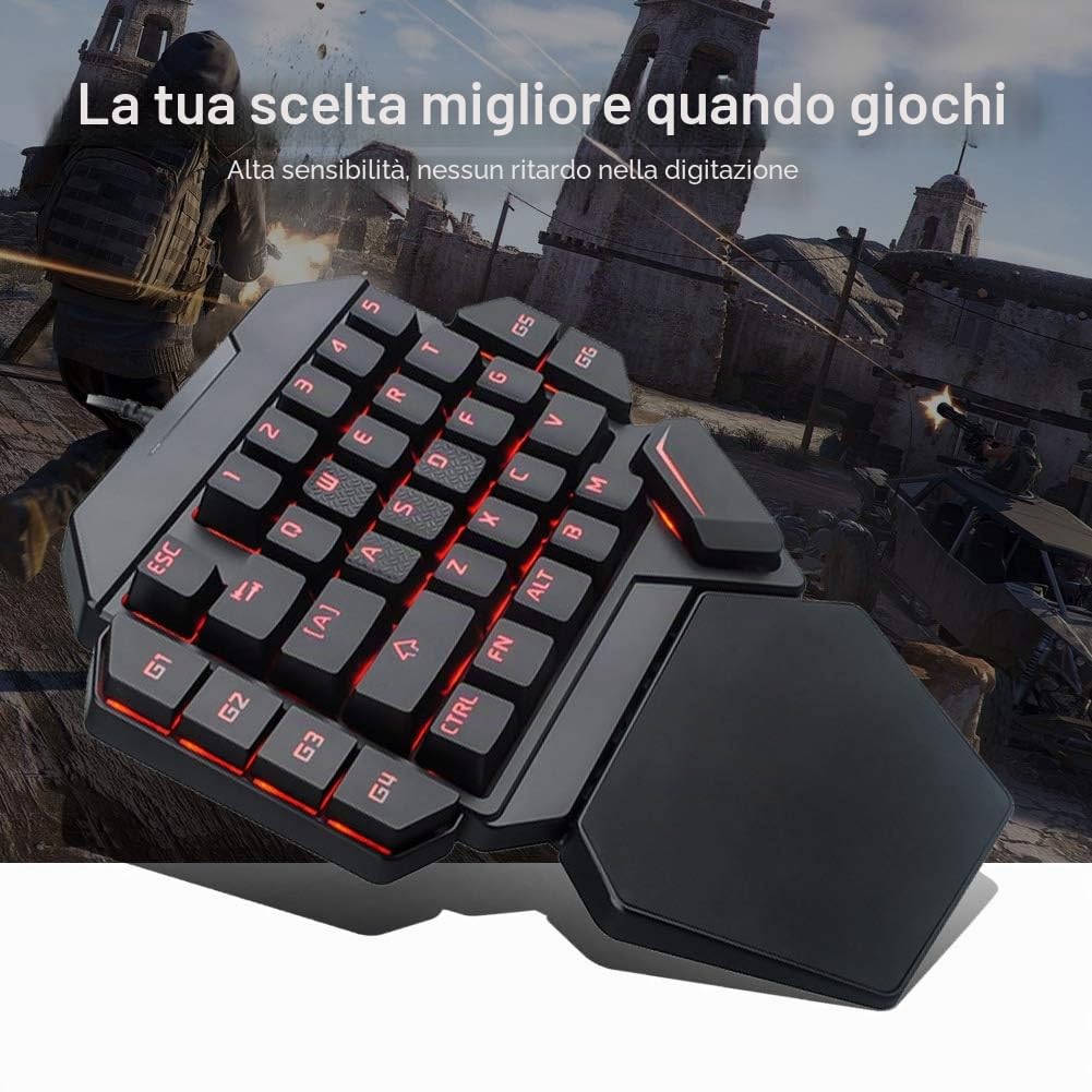 Socobeta Tastiera Tastiera da gioco Tastiera meccanica Blacklight portatile a una mano con funzione di definizione macro
