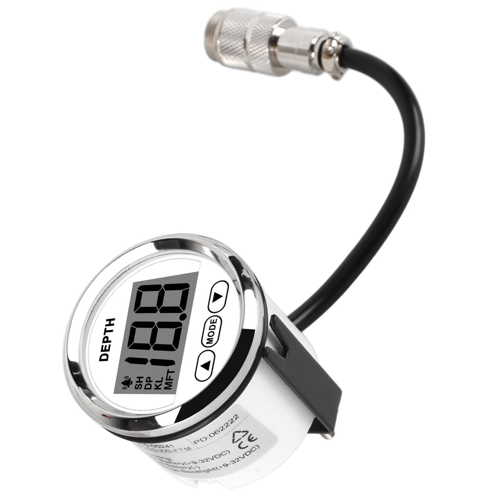 Tbest Ecoscandaglio Ecoscandaglio Fishfinder 12V Calibro di profondità Marino con Lunetta in Acciaio Inossidabile 316L e Vetro Antiappannamento per Yacht Barche da Pesca