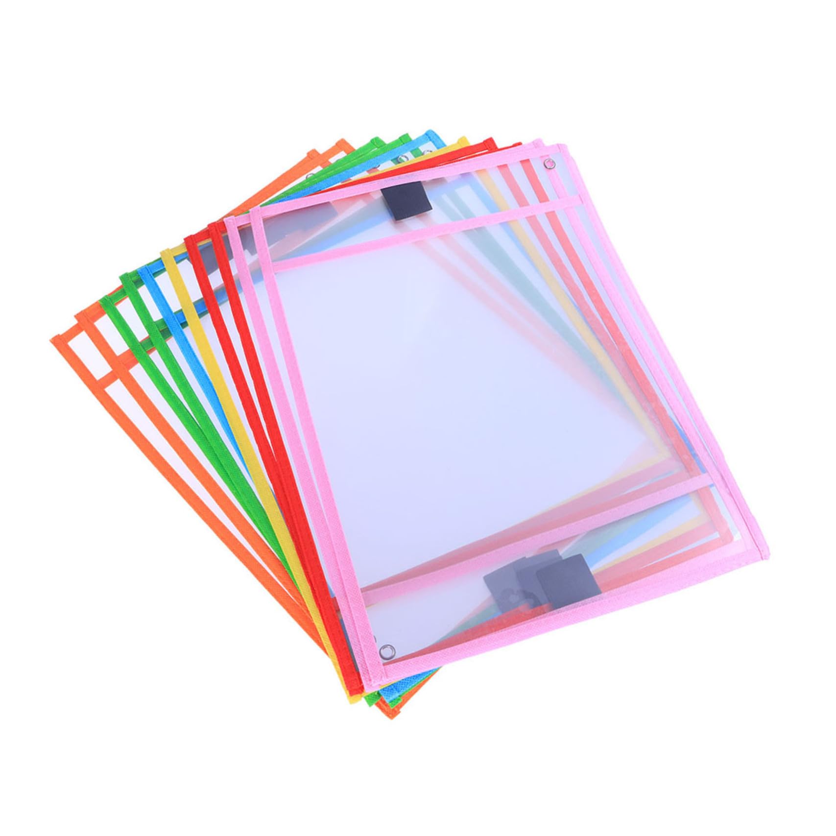 Tofficu 24pezzi Riutilizzabili Cancellabili Secco in Pvc Trasparente con Portapenne e Occhiello Metallico Articoli di Cancelleria per Ufficio e Scuola