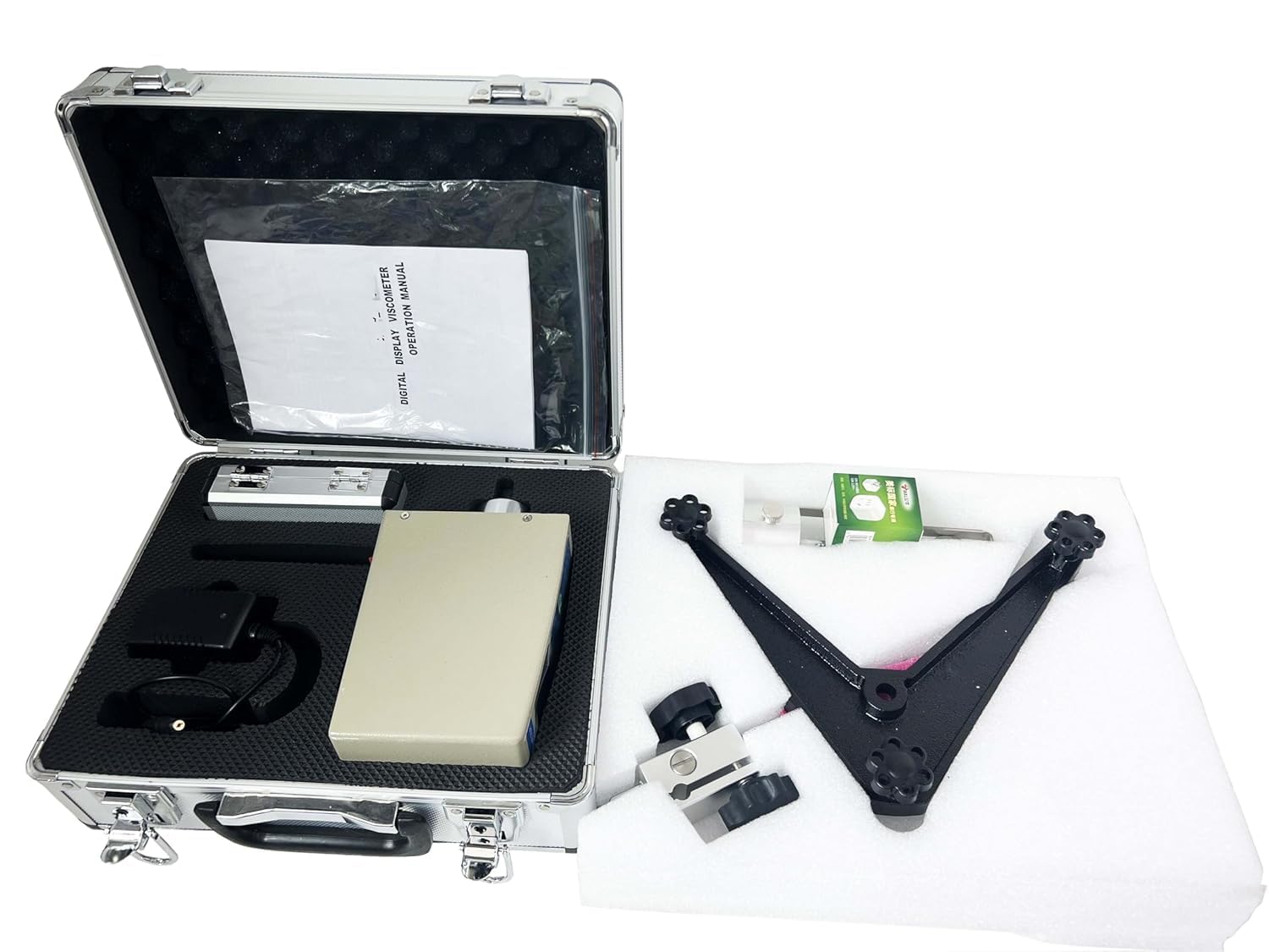 Digital Rotary Viscometer 1-200,000mPa.S Digital Lab Rotational Viscosity Meter +-1% Accuracy Fluidimeter Tester Viscosimeter 4 Rotors for Testing Oil Paints Plastics Food Paint Fluid Viscosity
