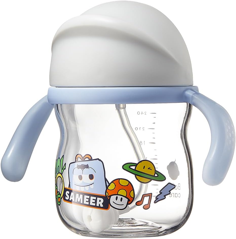 Piifur Weighted Straw Sippy Cup with Extra Straw Set, Spill