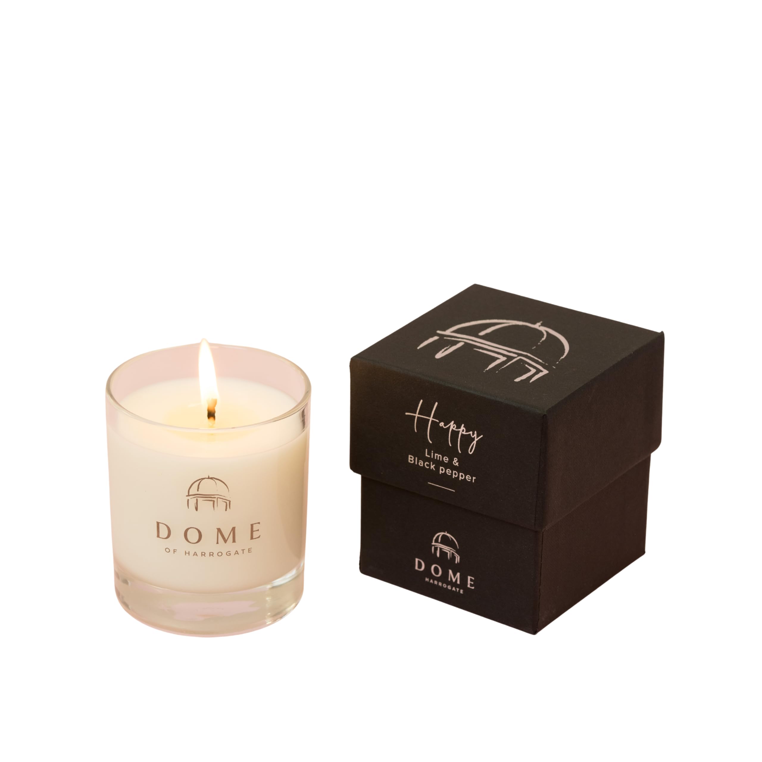 Dome of Harrogate Happy Lime and Black Pepper Scented Mood Candle Natural Wax Essential Oil 30cl Burn time up to 40hrs