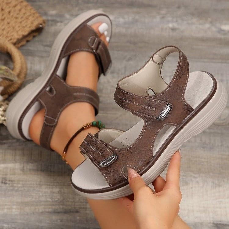 Orthopedic Hiking Sandals Women,Cushion Air Sandals Women,Hook Loop Non Slip Outdoor Wedge Walking Sandals,Air Cushion Sport Slingback Elastic Band Casual Platform Shoes,Adjustable Strap Sandals4