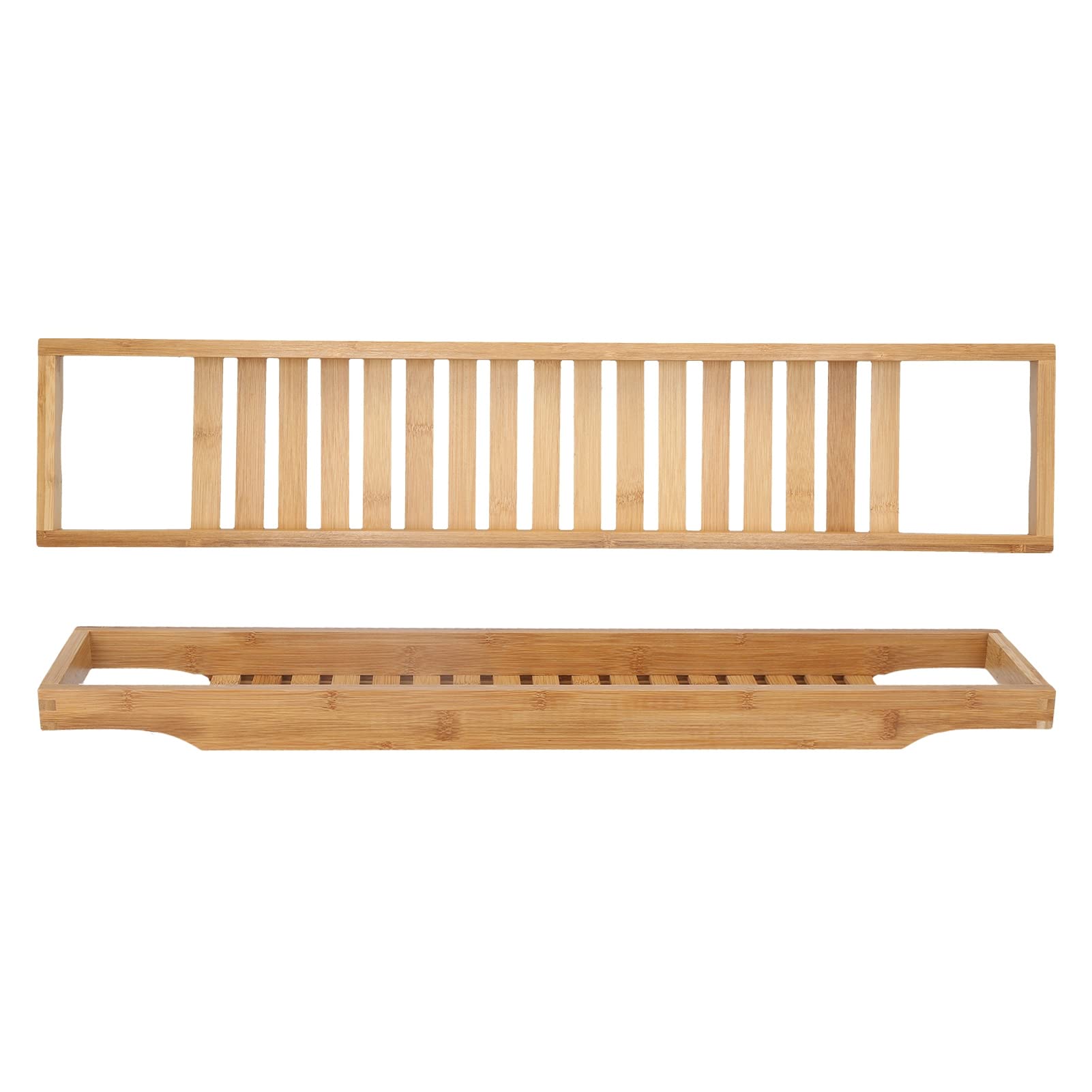 Plateau de baignoire extensible en bambou – Étagère réglable pour bougies, serviettes, livres, vin, téléphones – Parfait pour la douche et la détente