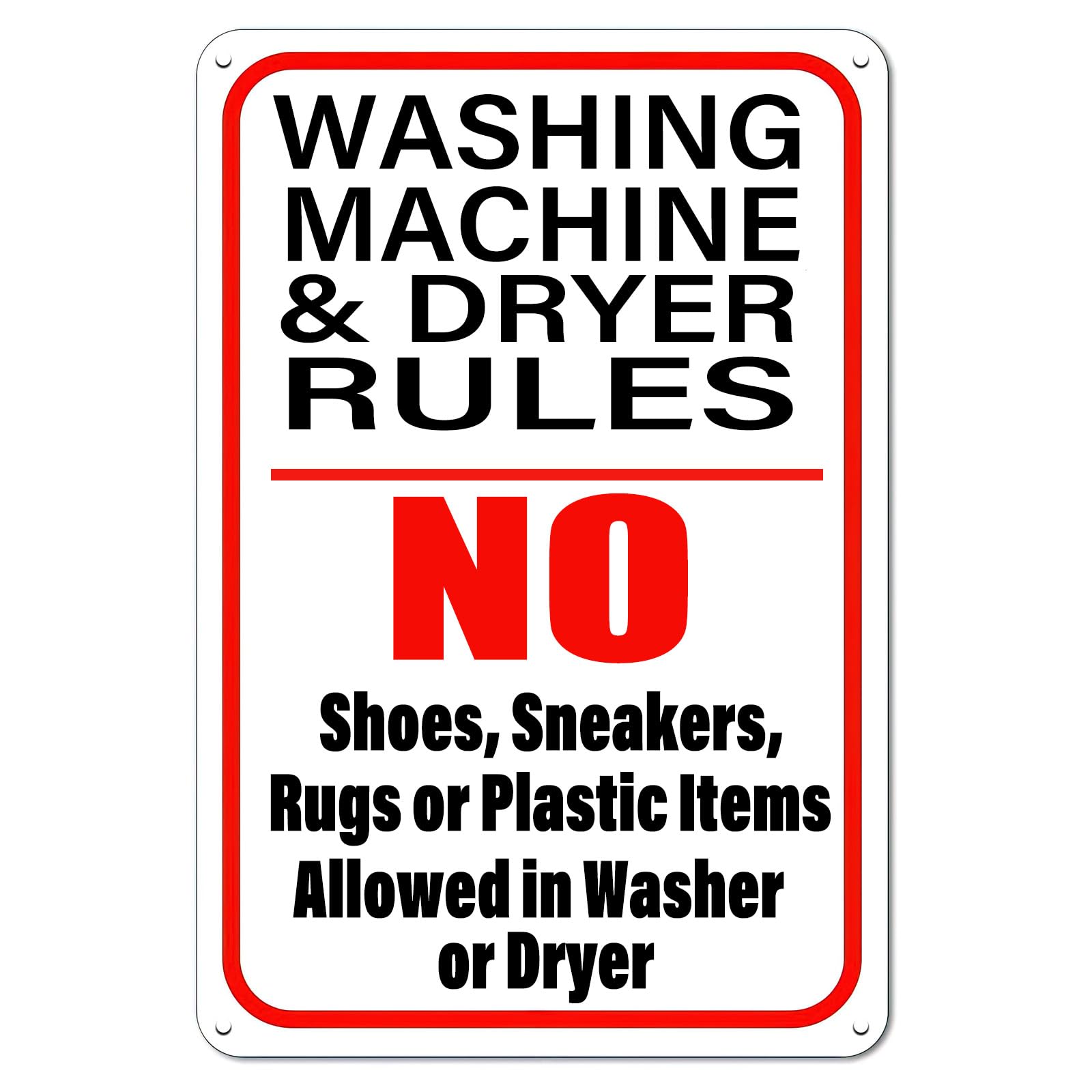 SMAZDFXX Washing Machine & Dryer Rules Funny Metal Tin Sign,Dryer Rules Laundromat Vintage Metal Plaque for Bathroom Home Washroom Home Pub Bar Deco Wall Decor 8"x12"