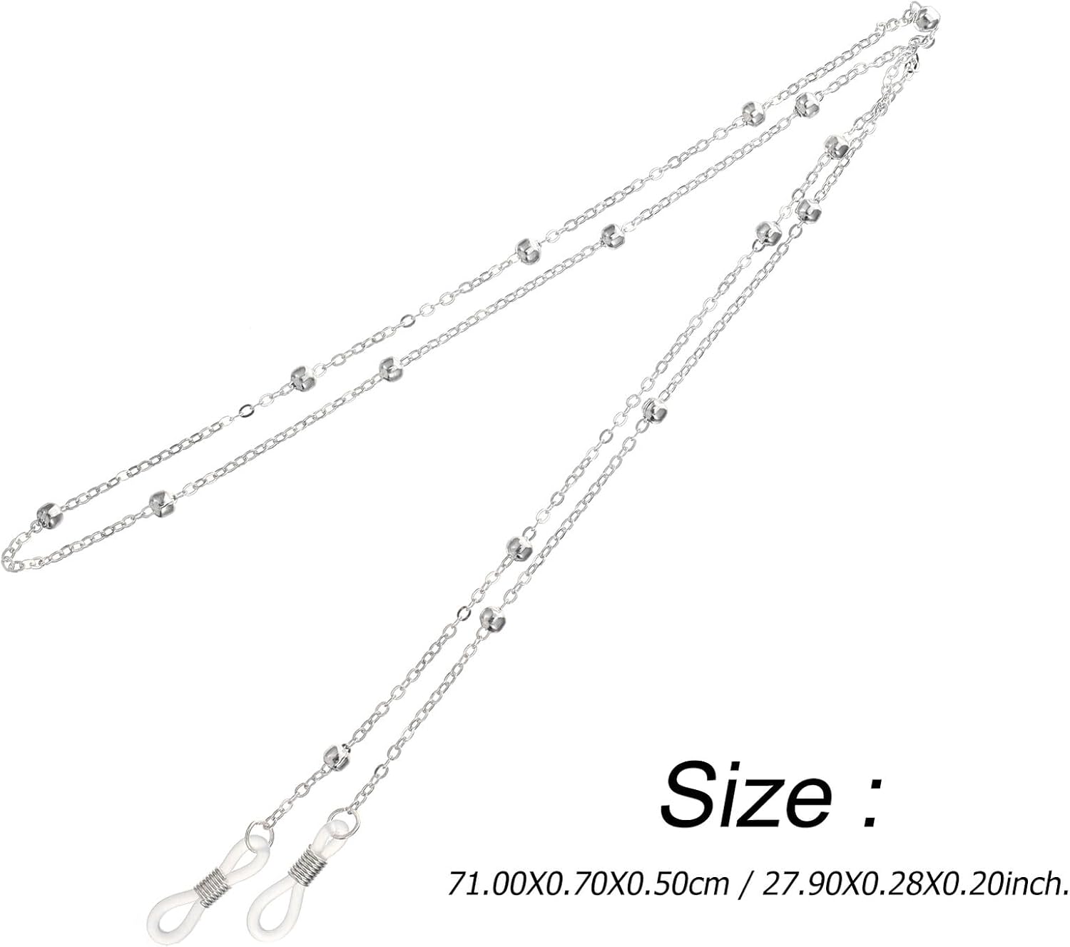 Toyvian 8pcs Silver Metal Beaded Eyeglass Chains Multifunction Glasses Strap Necklace for Women Men, Anti-slip Glasses Holder Cord Suitable for Sports and Mask Use