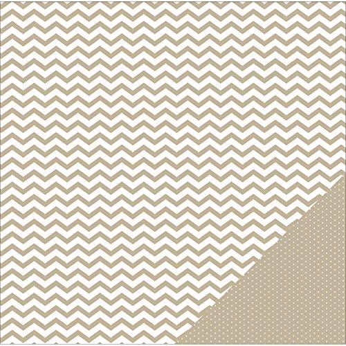 American Crafts Basics Double-Sided Cardstock 12"X12"-Tan Chevron