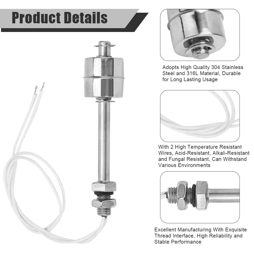 Liquid Level Sensor, AC/DC 0220V Stainless Steel Liquid Water Level