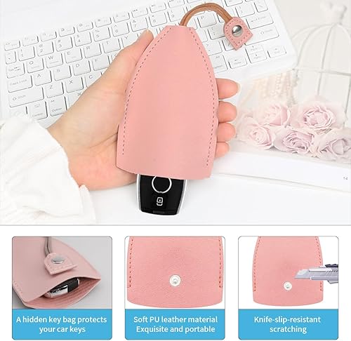Miniatura 4 de 2 fundas protectoras extraíbles para llaves de coche, cubierta creativa extraíble para llavero, bolsas de llavero de piel sintética de gran capacidad