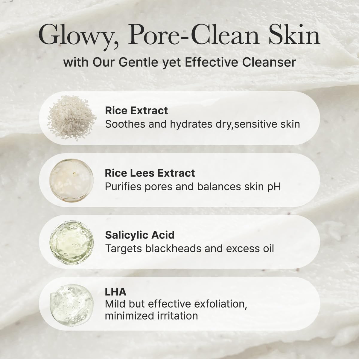 Arencia Rice + LHA Pore Control Rice Cake Cleanser with Salicylic Acid 150ml Tube, Cream, 150 ml (Pack of 1) - Image 4
