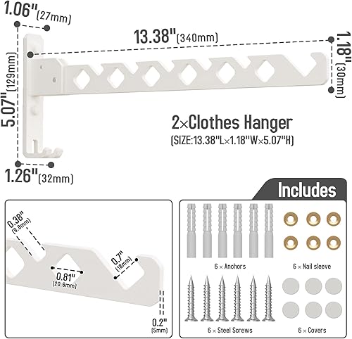 Miniatura 6 de Estante de secado de ropa plegable montado en la pared Perchero de ropa blanca Perchero de ropa plegable Estante de ropa plegable de montaje en