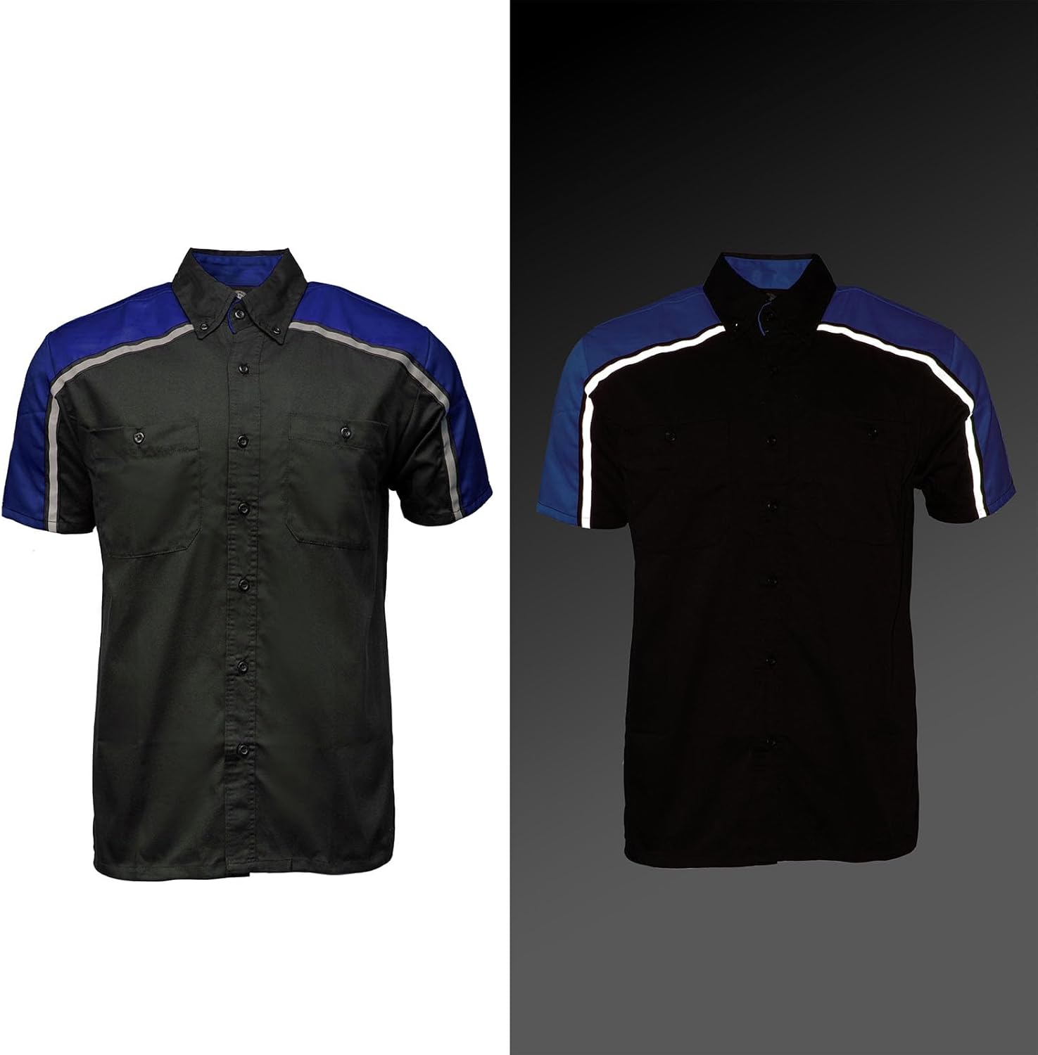 Milwaukee Motorcycle Clothing Co. MDM11602 Men's Black and Blue Button Up Mechanic Shirt w/Reflective Stripe - Image 5