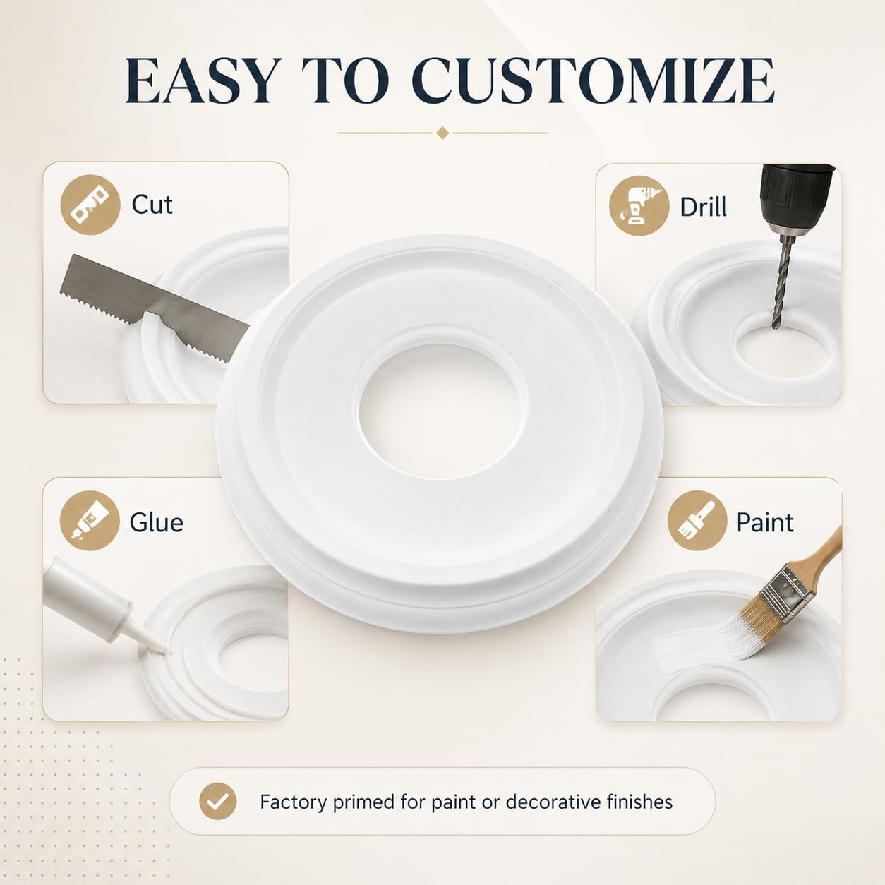 Ceiling Medallion - Fan Trim Ring (10 Inch) -3