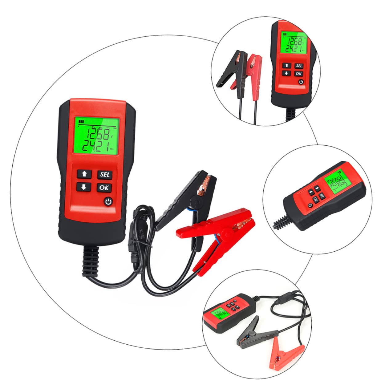 Tester Batteria Auto Professionale 12v Dispositivo di Protezione e Test Continuo per Batterie al Litio e Piombo in Abs e Rame, per Controllo Carica e Voltaggio