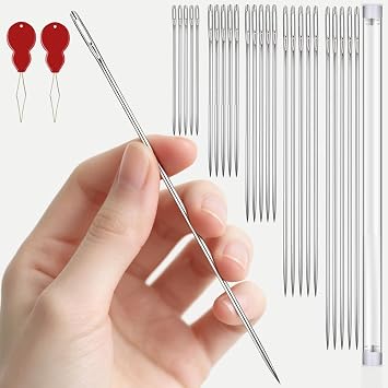 25Pcs 5 Sizes 48 Inch LargeEye Extra Long Upholstery Hand Sewing Needles