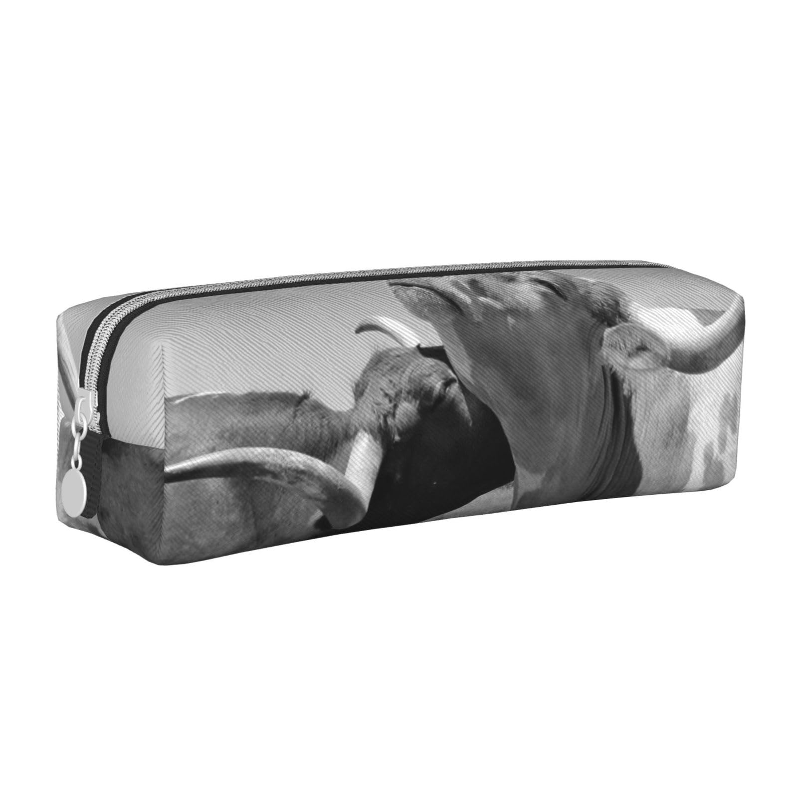 Animal Cow Picture Rectangle Leather Pencil Case for Girls Boys, Pen Pouch & Makeup Bag for Student School Office College