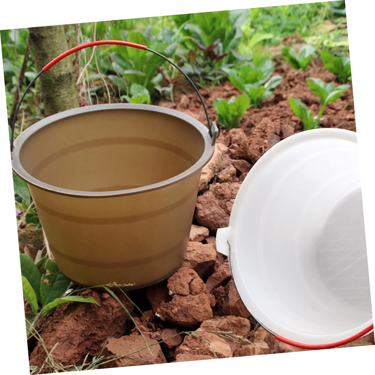 jojofuny 2 Secchi in Plastica Bianca per Cemento, Manici, Design Multifunzione per Cantieri, Secchio Resistente per Edilizia