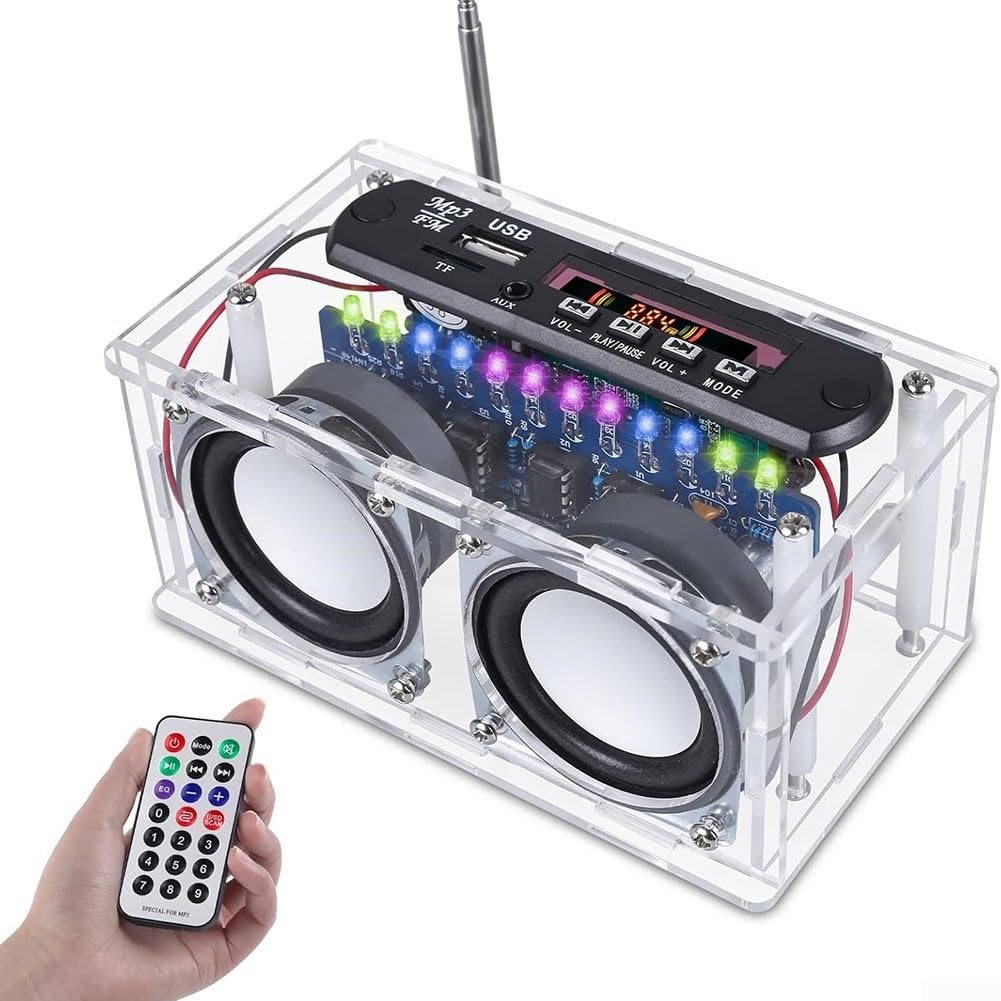 Kit de soudure pour haut-parleur radio FM à monter soi-même, AUX, USB, carte TF, lumières LED et télécommande, projet électronique éducatif pour débutants