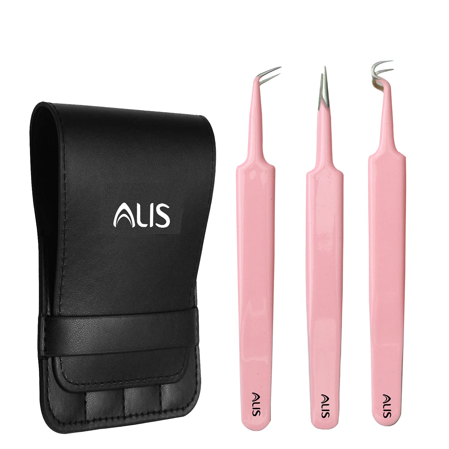 Alis Blackhead Tweezers Pimple Popping Facial Cleansing Tool, Remover Nipper Curved Bend Head Face Cleaner Acne Clip Beauty Tool | Pimple Removal Tool Pink 3 Pcs (Pink_Pimple_Remover_Tweezer_3)-image-22