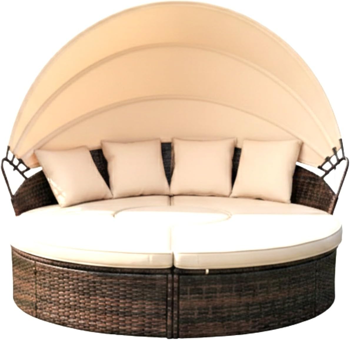 Garden Winds Reinforced Replacement Canopy Top Cover Compatible with The F08LN944, 645789653704, Newych, F08LN946 Suncrown Crownland Clamshell Round Daybed - Classic Sand, Riplock 350