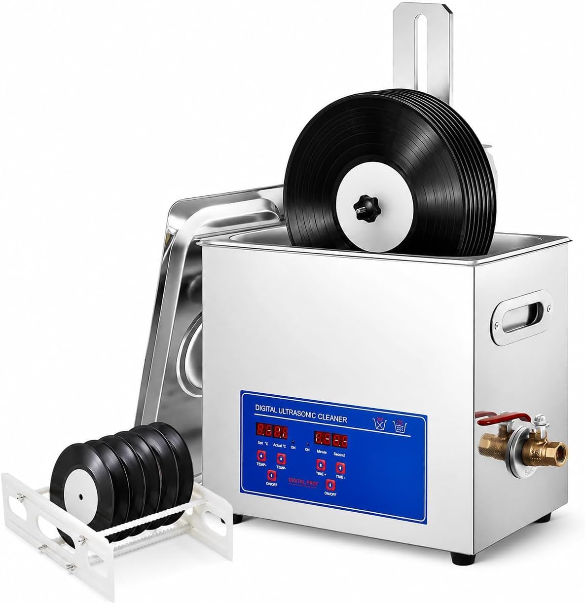 Pulitore per dischi in vinile ultra per 8 LP, macchina automatica per la pulizia su entrambi i lati, con timer da 0 a 30 minuti, cura efficiente del vinile per amanti della musica e collezionisti
