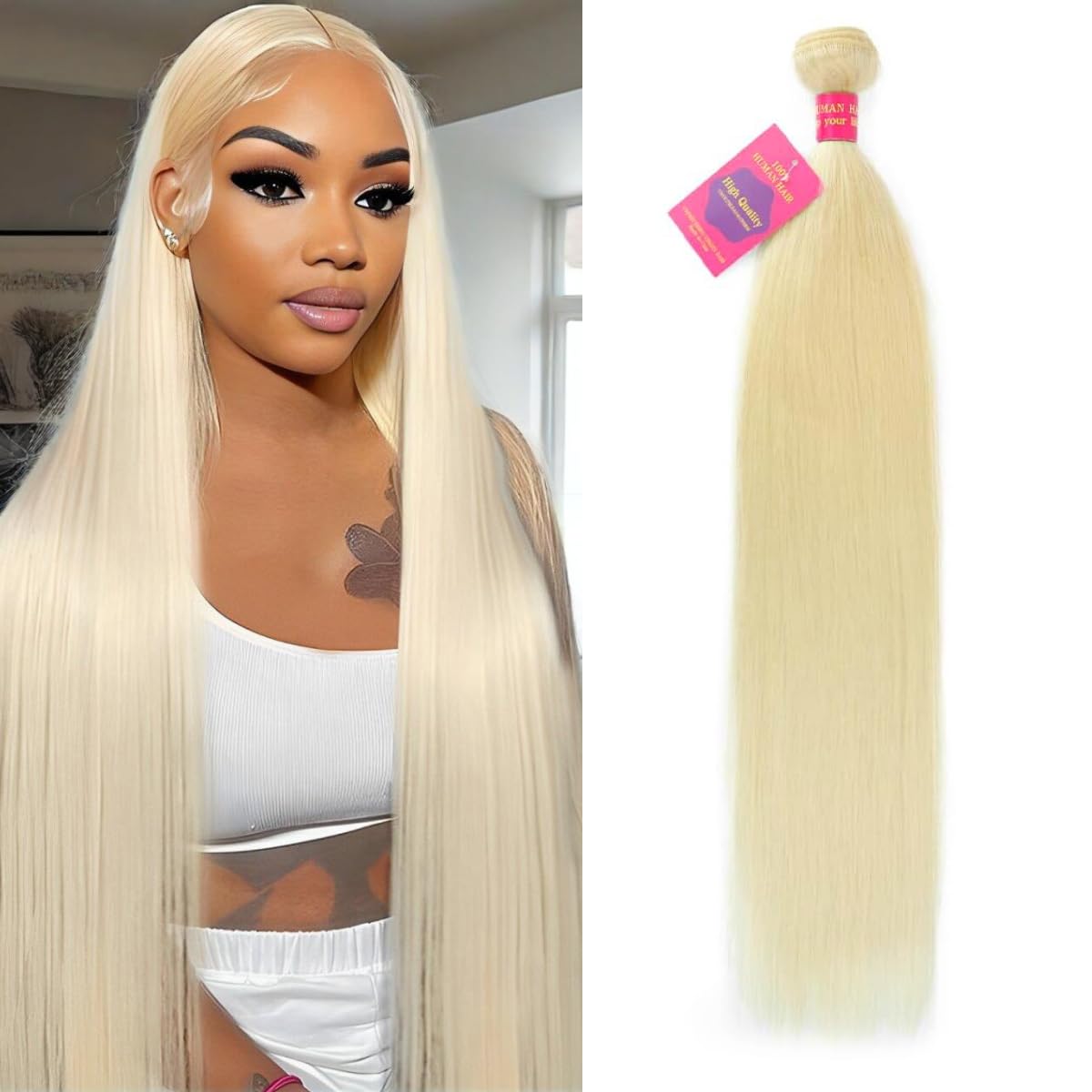 613 Bundles Human Hair 16 Inch 14A Grade Brazilian Virgin Human Hair 100g Bundles 1 Bundle Blonde Weave bundles