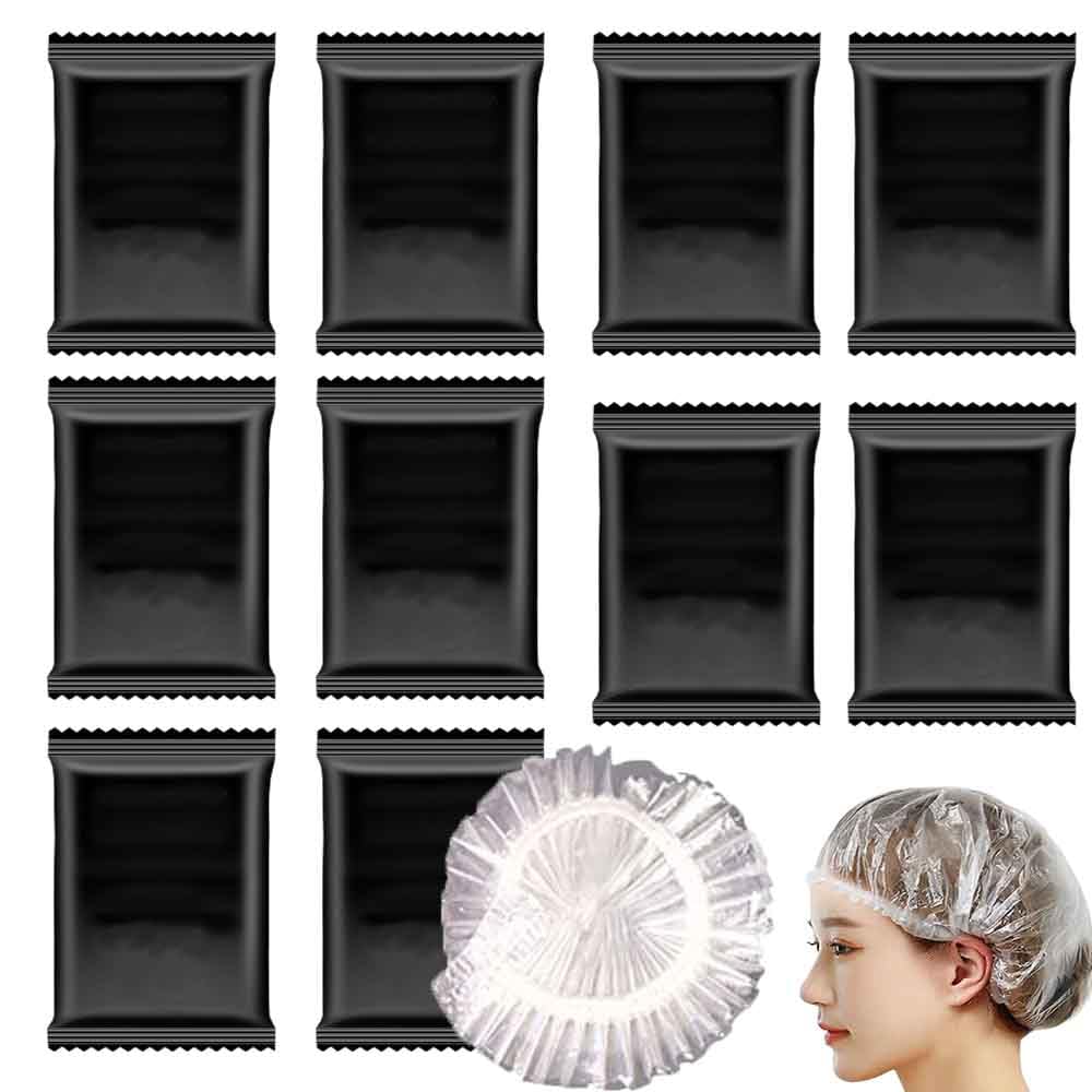 10PCS Individually Wrapped Disposable Bathing Cap Shower Caps, Plastic Waterproof Elastic Hair Bath Caps,Multi-Purpose Travel Shower Caps, Perfect for