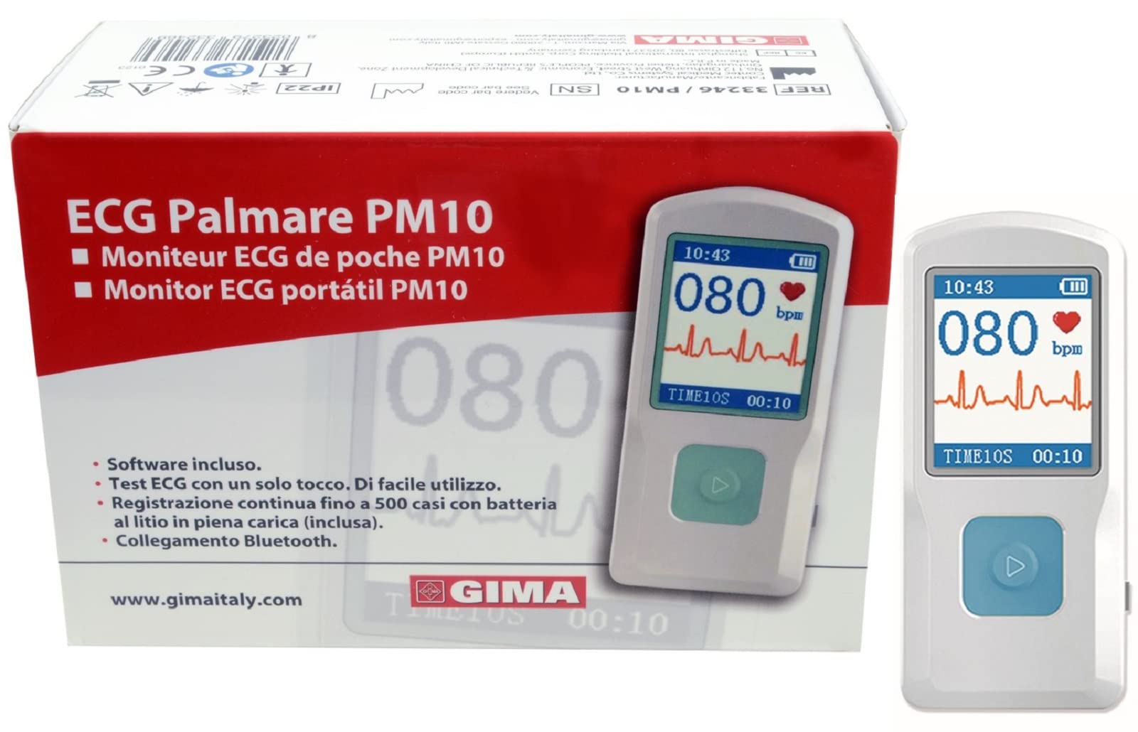 GIMA 33246 PM10 Palmare ECG con Software e Bluetooth