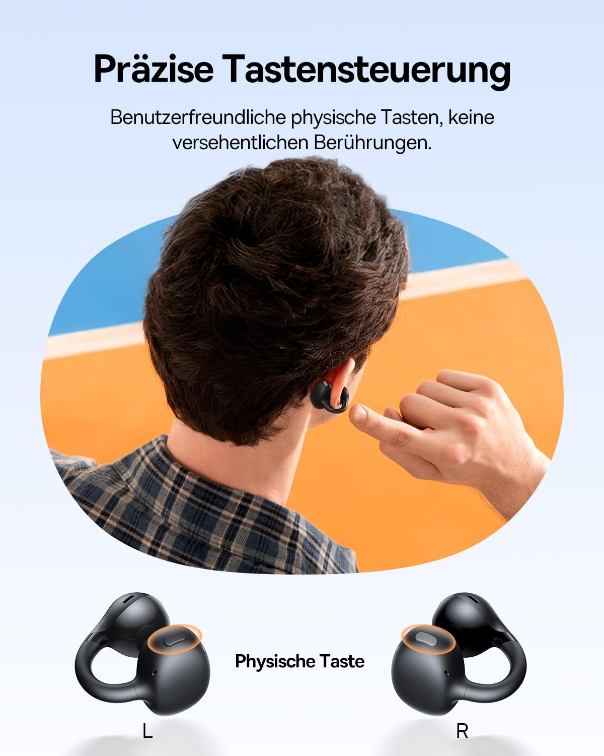 Baseus BC1 Open Ear Kopfhörer, Ohrclip mit Beeindruckender Klang, Adaptiver Bassverstärkung, Bluetooth 6.0, Geräuschunterdrückung bei Anrufen, IP55, 38H Akk, Leicht Buds - Interstellar Schwarz