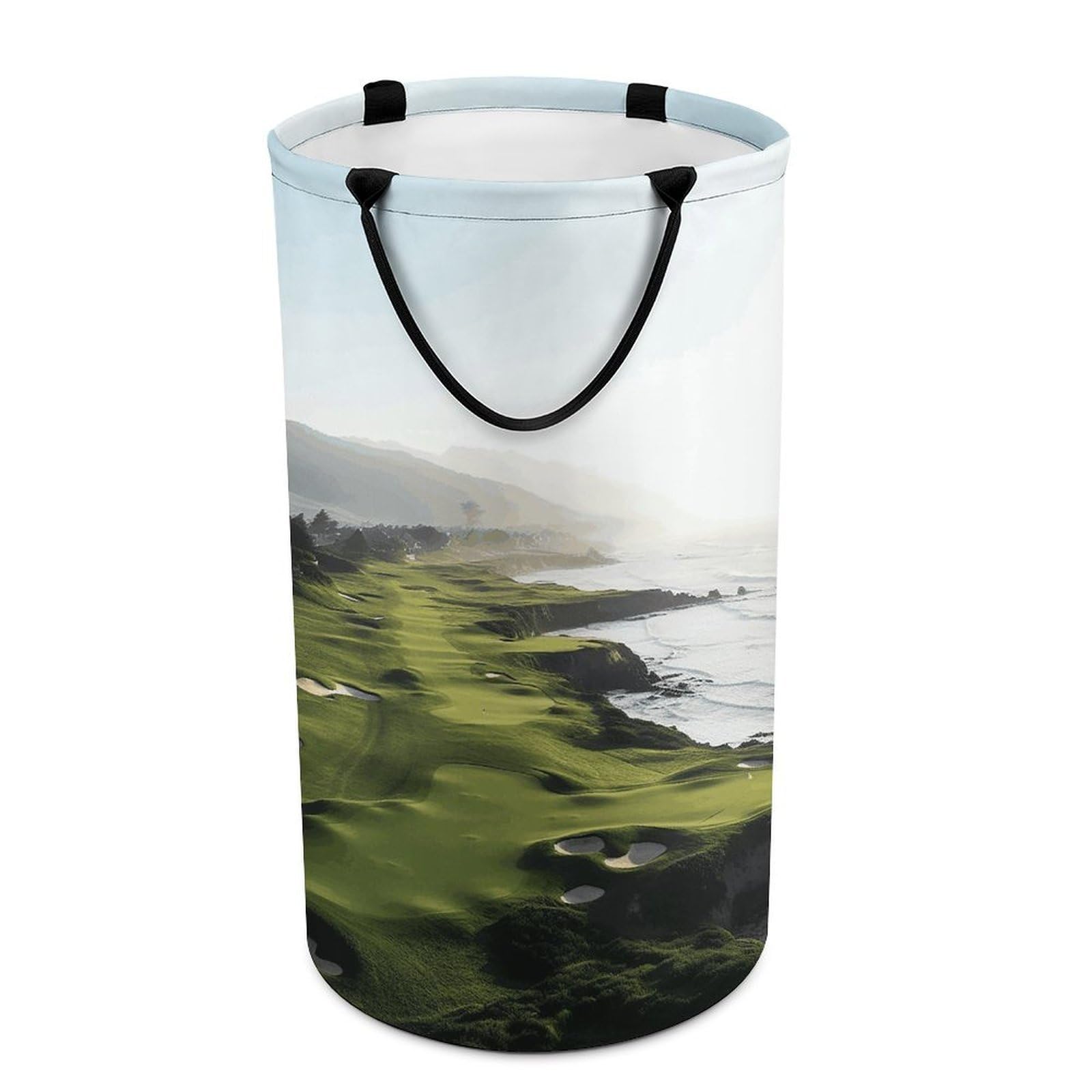 Adfgyerh Style Seaside Golf Course Laundry Basket ，Foldable Waterproof Model ，Laundry Hamper ，Handles On Both Sides Easy To Move ，Storage Basket For Bedroom, Bathroom, Dorm, Laundry Room.